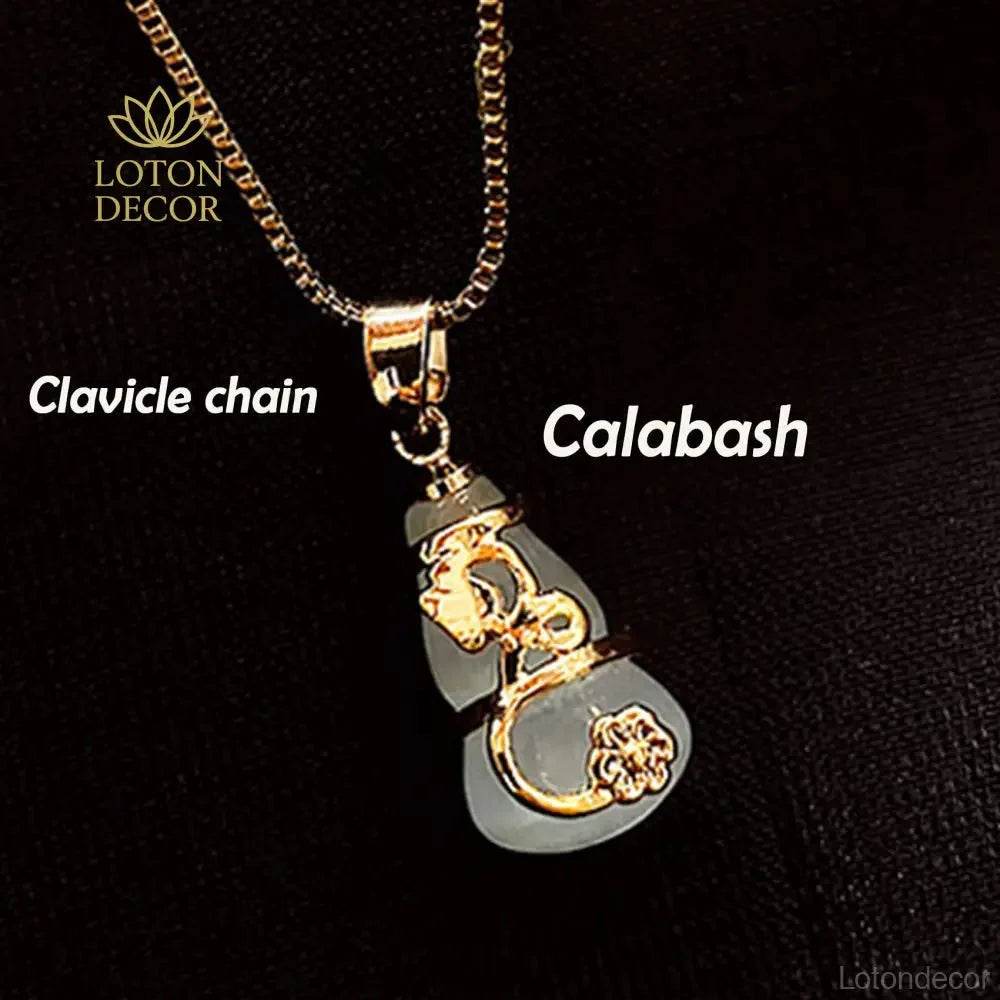 Cat's Eye Wu Lou Necklace – Sterling Silver Wealth Charm - Loton Decor