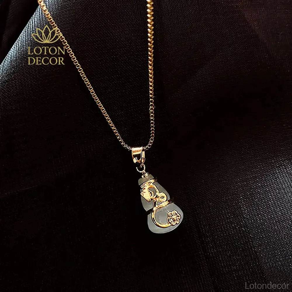 Cat's Eye Wu Lou Necklace – Sterling Silver Wealth Charm - Loton Decor