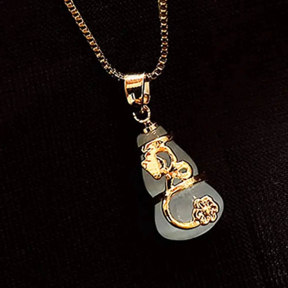 Cat's Eye Wu Lou Necklace – Sterling Silver Wealth Charm - Loton Decor