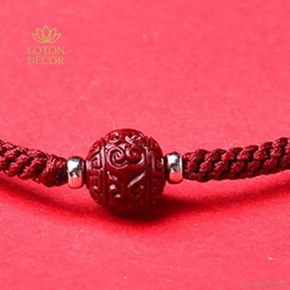Cinnabar Back Pattern Bracelet – Adjustable Wealth Amulet - Loton Decor