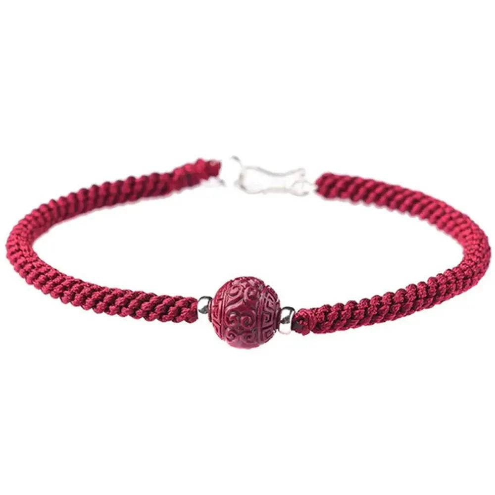 Cinnabar Back Pattern Bracelet – Adjustable Wealth Amulet - Loton Decor