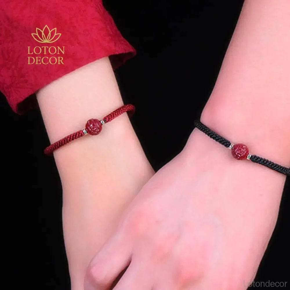 Cinnabar Back Pattern Bracelet – Adjustable Wealth Amulet - Loton Decor
