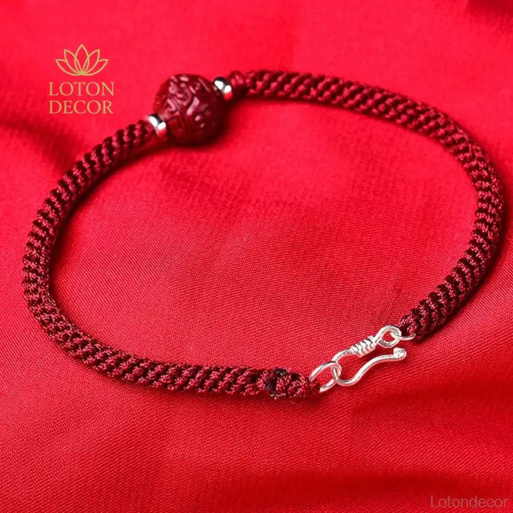 Cinnabar Back Pattern Bracelet – Adjustable Wealth Amulet - Loton Decor