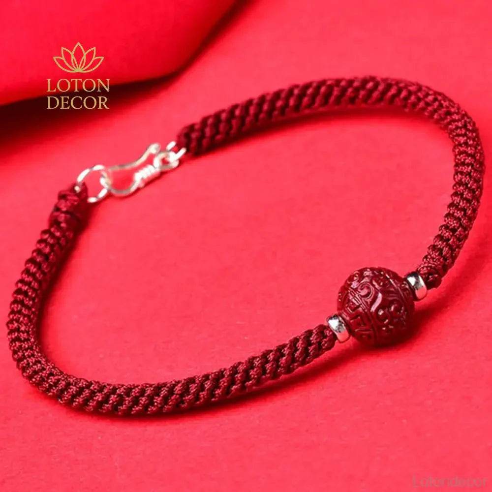 Cinnabar Back Pattern Bracelet – Adjustable Wealth Amulet - Loton Decor