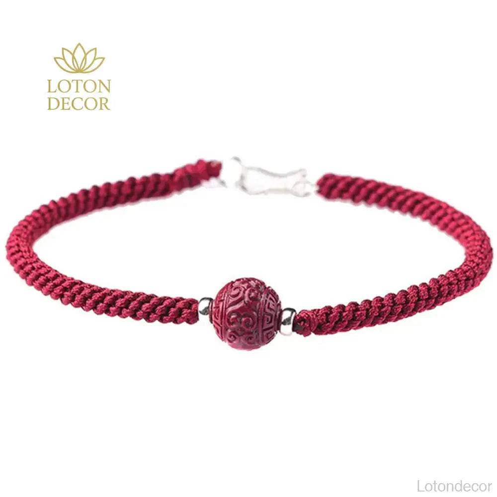 Cinnabar Back Pattern Bracelet – Adjustable Wealth Amulet - Loton Decor