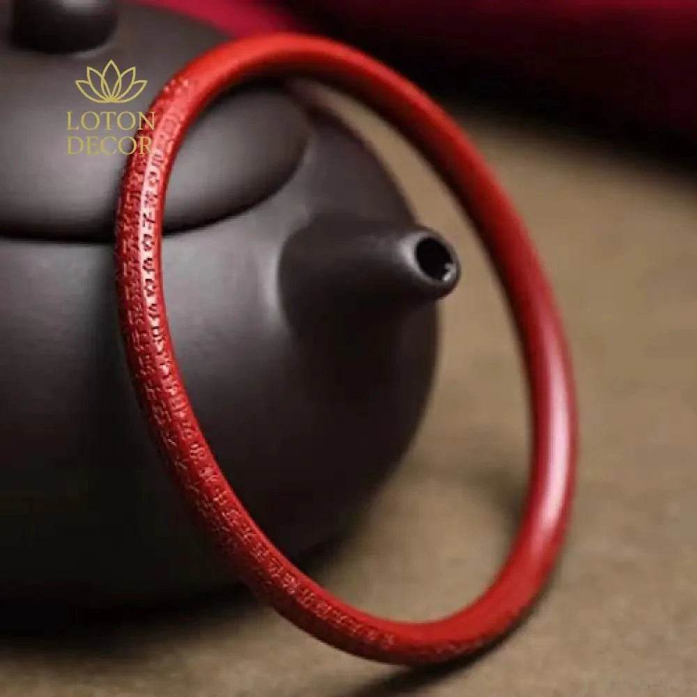 Cinnabar Bangle Bracelet – 58mm Feng Shui Wealth Charm - Loton Decor