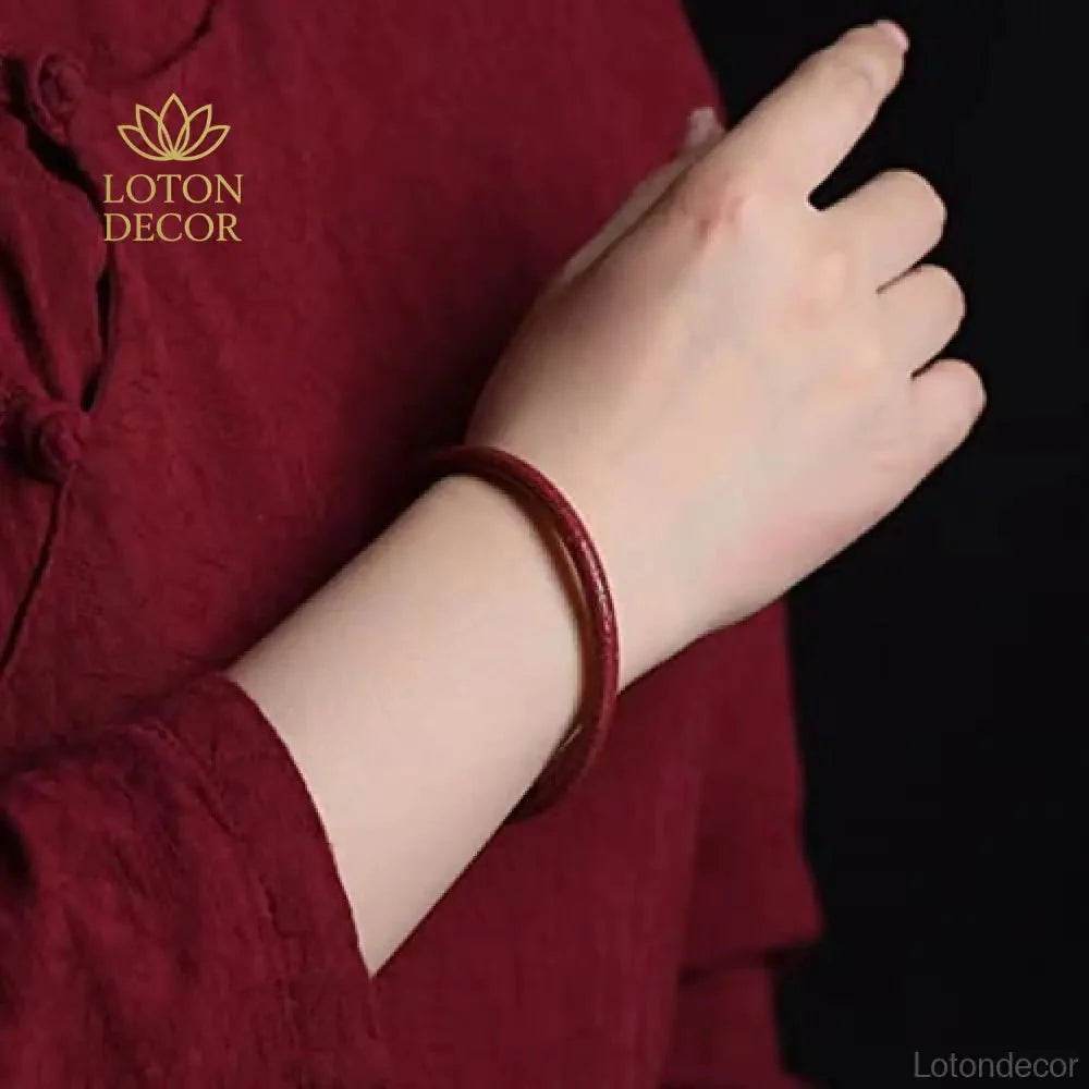 Cinnabar Bangle Bracelet – 58mm Feng Shui Wealth Charm - Loton Decor