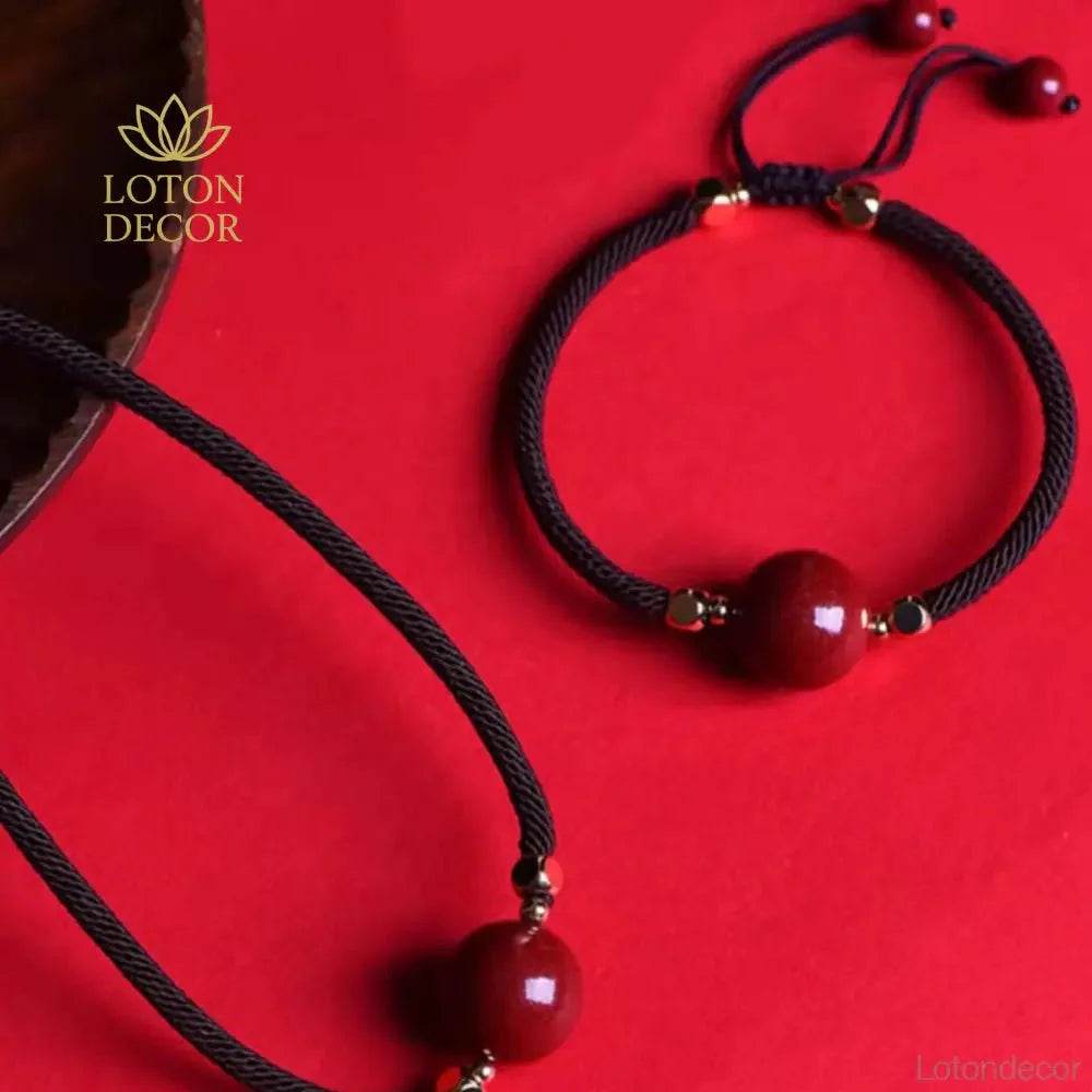 Cinnabar Bead Necklace Bracelet – Feng Shui Luck Charm - Loton Decor