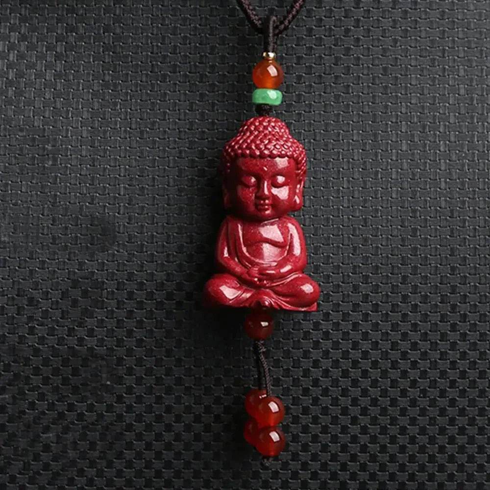 Cinnabar Buddha Guanyin Necklace – Wealth Protection Charm - Loton Decor