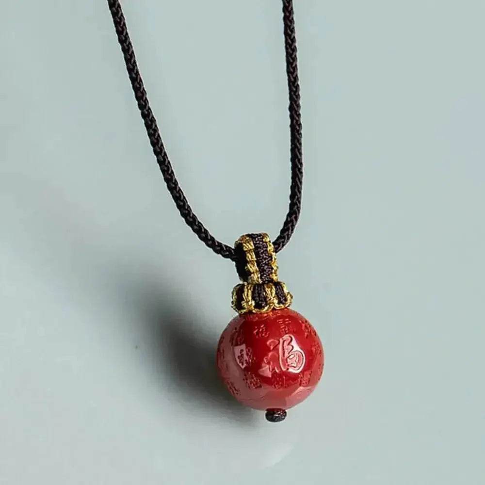 Cinnabar Charm Necklace – Feng Shui Chinese Luck Pendant - Loton Decor