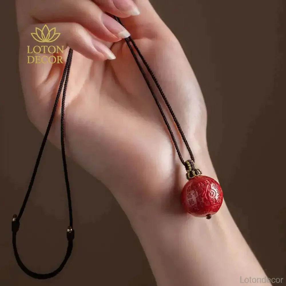 Cinnabar Charm Necklace – Feng Shui Chinese Luck Pendant - Loton Decor