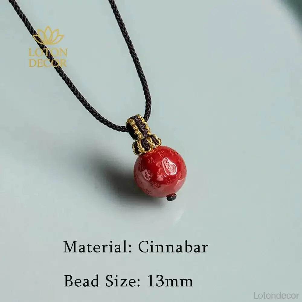 Cinnabar Charm Necklace – Feng Shui Chinese Luck Pendant - Loton Decor