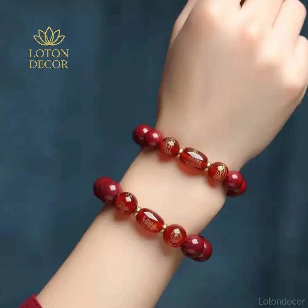 Cinnabar Crystal Bracelet – Feng Shui Amulet for Luck - Loton Decor