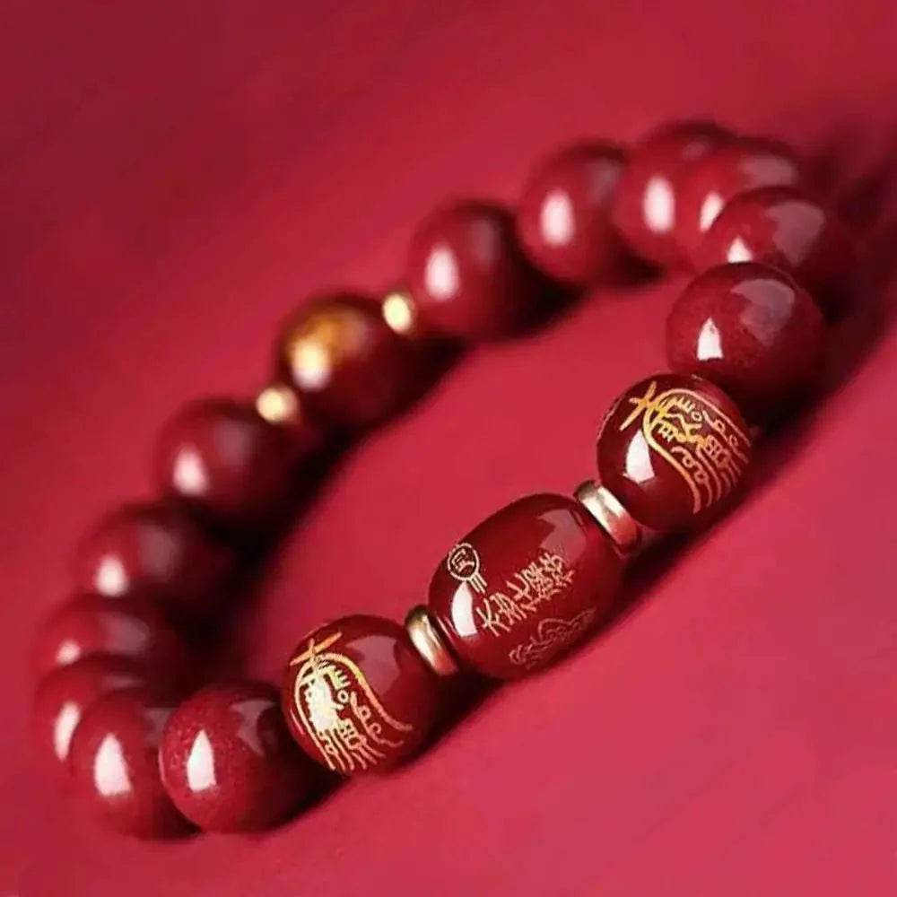 Cinnabar Crystal Bracelet – Feng Shui Amulet for Luck - Loton Decor