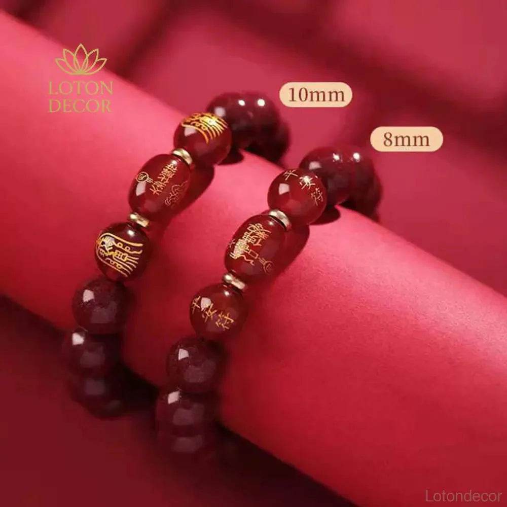 Cinnabar Crystal Bracelet – Feng Shui Amulet for Luck - Loton Decor