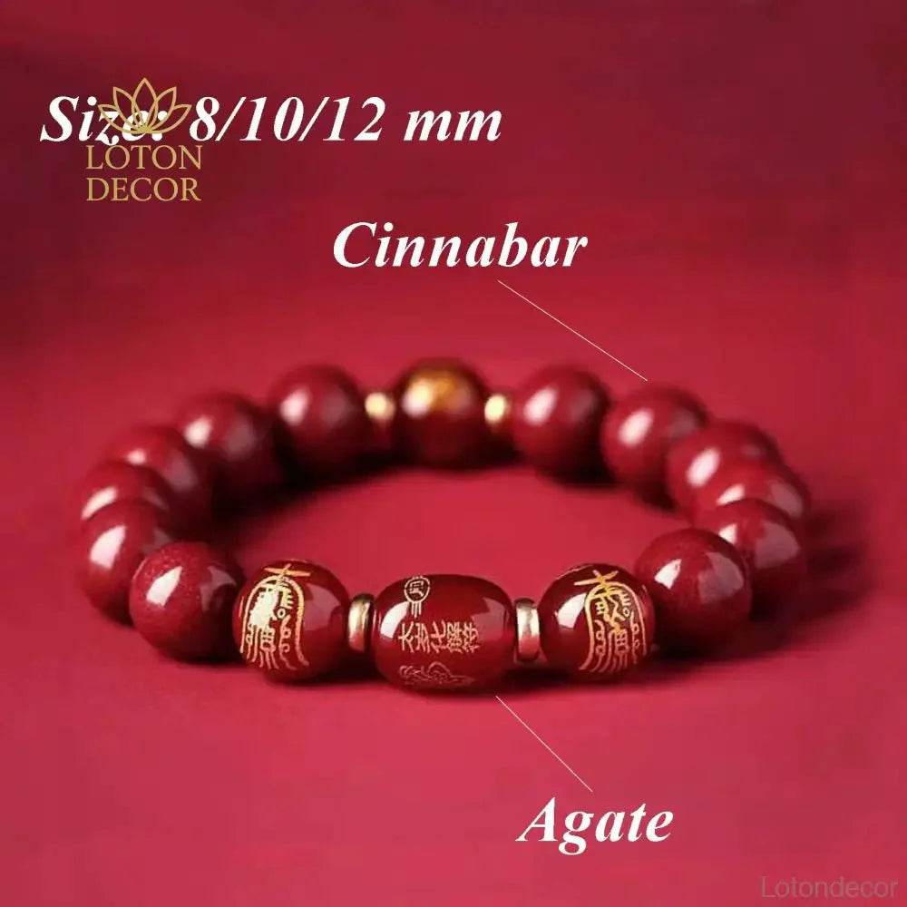 Cinnabar Crystal Bracelet – Feng Shui Amulet for Luck - Loton Decor