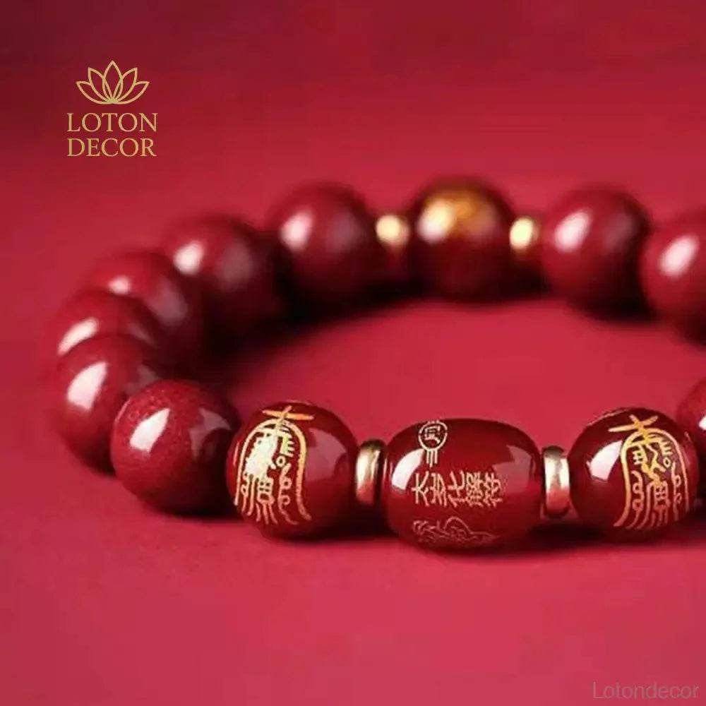 Cinnabar Crystal Bracelet – Feng Shui Amulet for Luck - Loton Decor