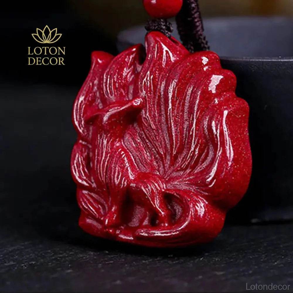 Cinnabar Fox Necklace – Love & Wealth Amulet for Women - Loton Decor