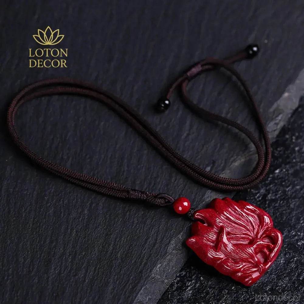 Cinnabar Fox Necklace – Love & Wealth Amulet for Women - Loton Decor