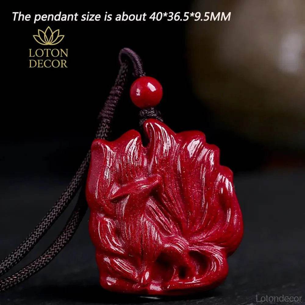 Cinnabar Fox Necklace – Love & Wealth Amulet for Women - Loton Decor