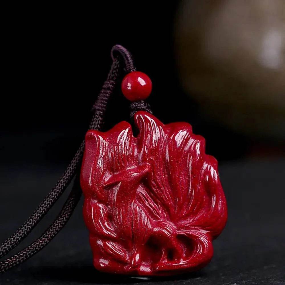 Cinnabar Fox Necklace – Love & Wealth Amulet for Women - Loton Decor
