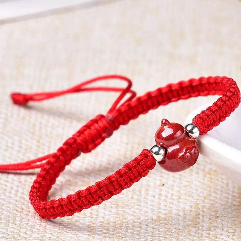 Cinnabar Gourd Bracelet – Red Rope Lucky Charm for Kids - Loton Decor