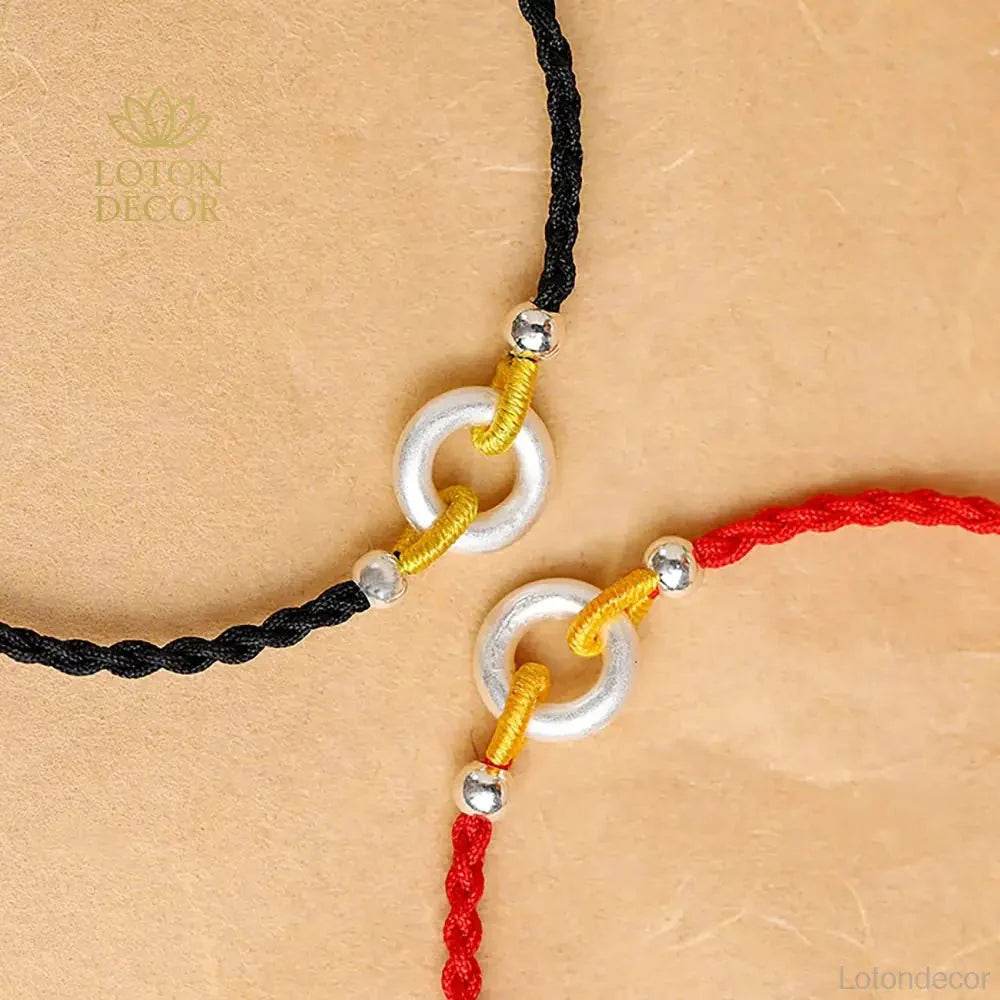 Cinnabar Harmony Buckle Bracelet – Silver Wealth Amulet - Loton Decor