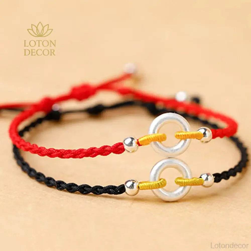 Cinnabar Harmony Buckle Bracelet – Silver Wealth Amulet - Loton Decor