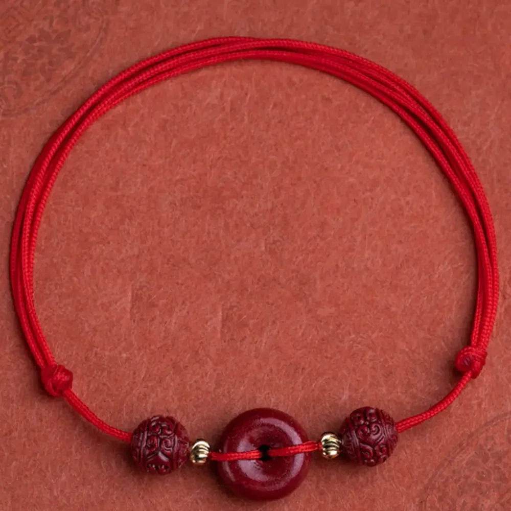 Cinnabar Jade Anklet – Harmony Buckle Wealth Amulet - Loton Decor