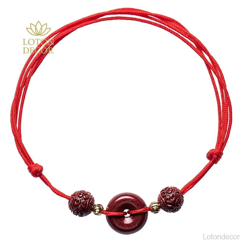 Cinnabar Jade Anklet – Harmony Buckle Wealth Amulet - Loton Decor