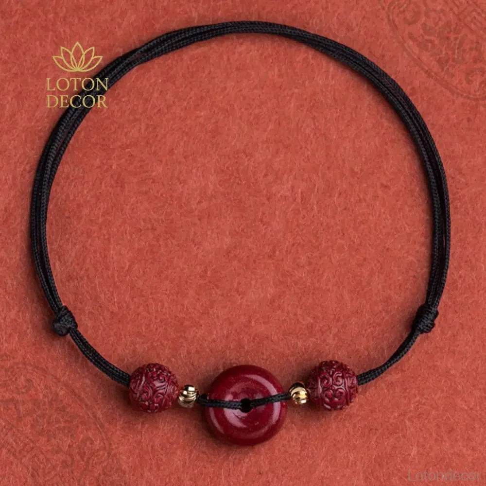 Cinnabar Jade Anklet – Harmony Buckle Wealth Amulet - Loton Decor