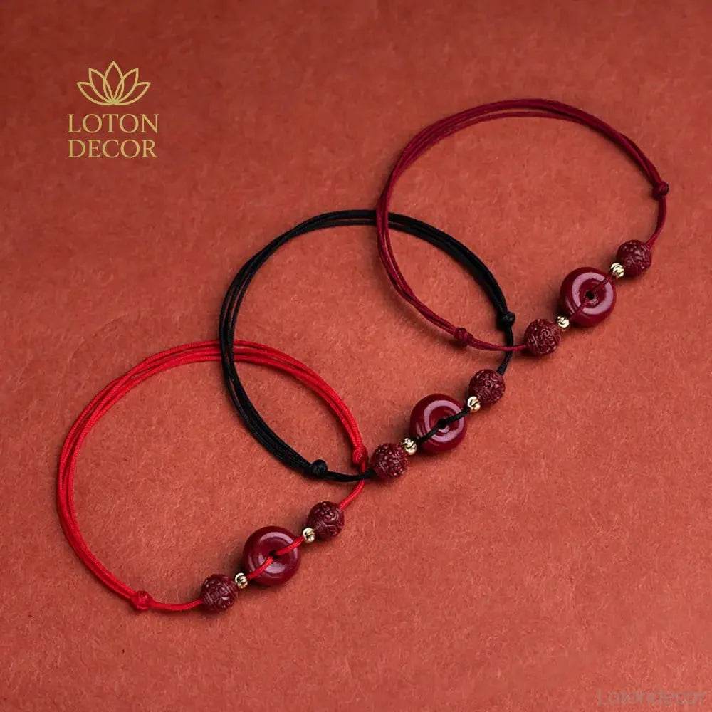 Cinnabar Jade Anklet – Harmony Buckle Wealth Amulet - Loton Decor