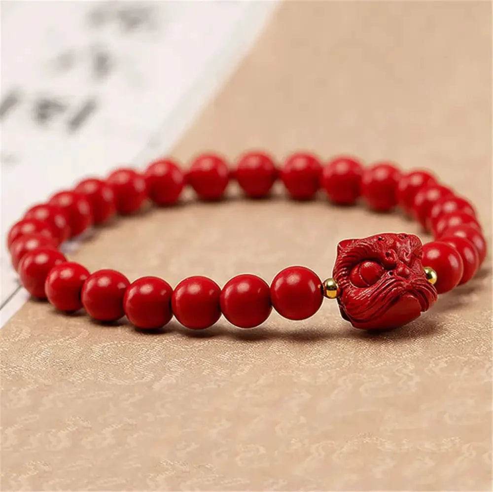 Cinnabar Lion Charm Bracelet – Strong Protection Amulet - Loton Decor