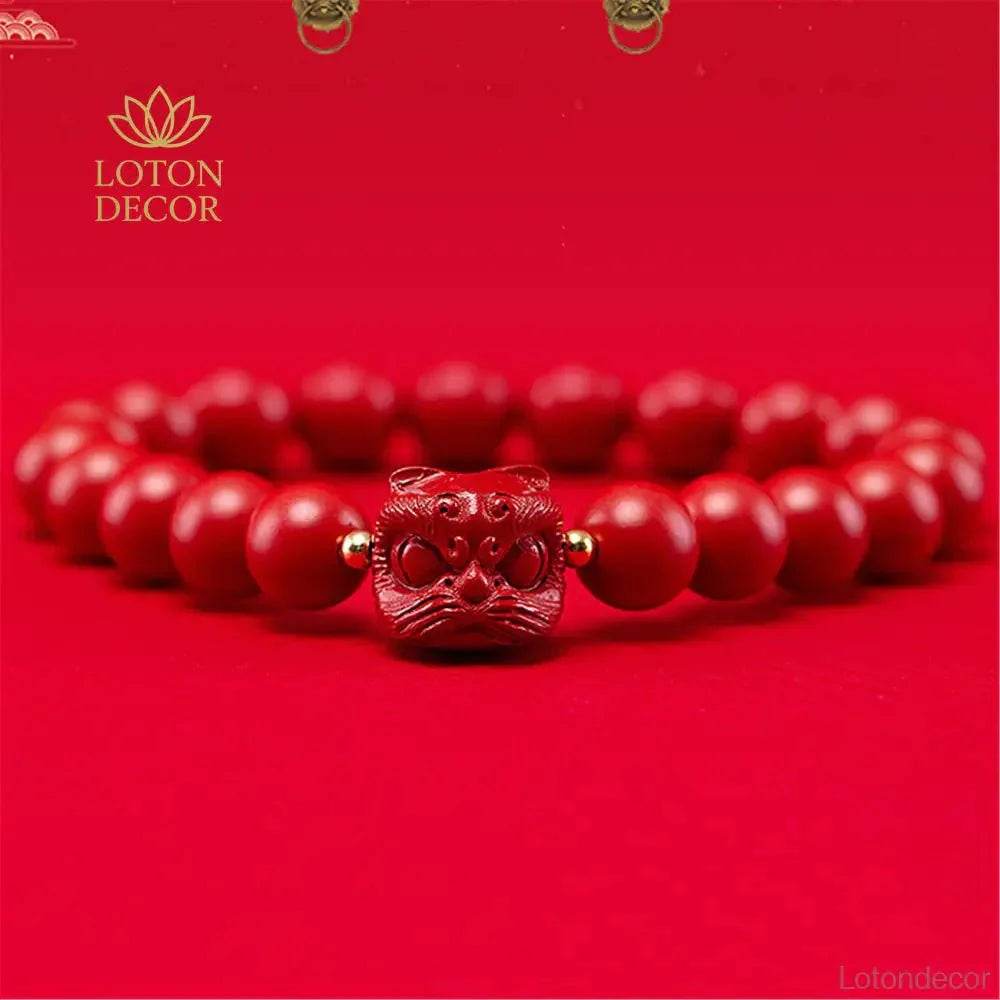 Cinnabar Lion Charm Bracelet – Strong Protection Amulet - Loton Decor