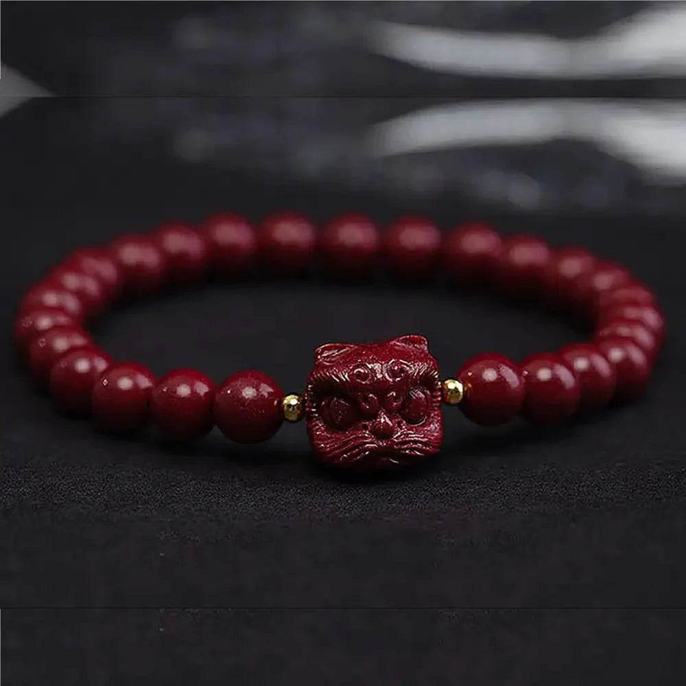 Cinnabar Lion Charm Bracelet – Strong Protection Amulet - Loton Decor