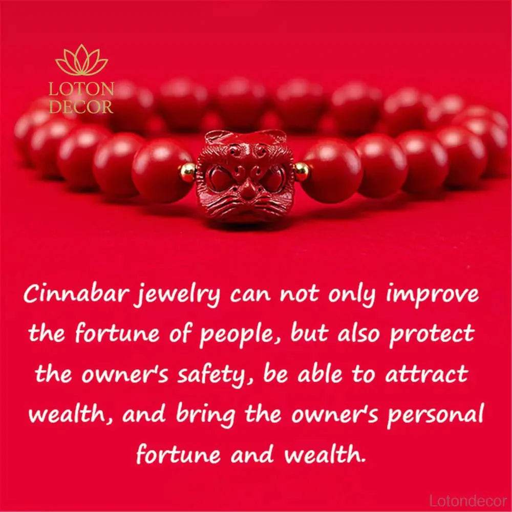 Cinnabar Lion Charm Bracelet – Strong Protection Amulet - Loton Decor