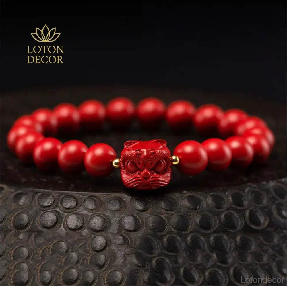 Cinnabar Lion Charm Bracelet – Strong Protection Amulet - Loton Decor