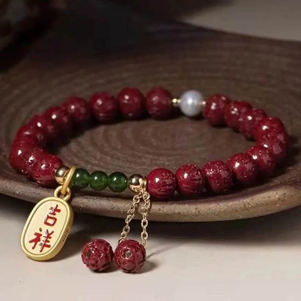 Cinnabar Lucky Charm Bracelet – Natural Crystal Amulet - Loton Decor