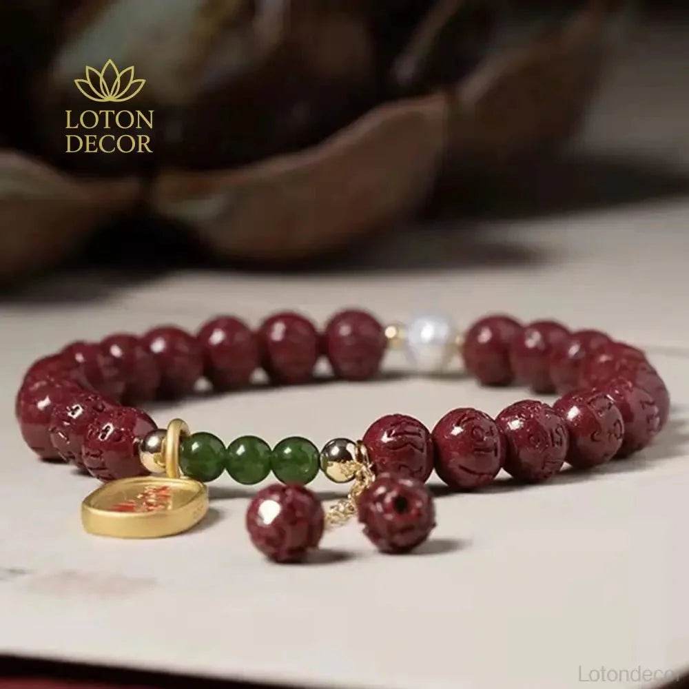 Cinnabar Lucky Charm Bracelet – Natural Crystal Amulet - Loton Decor