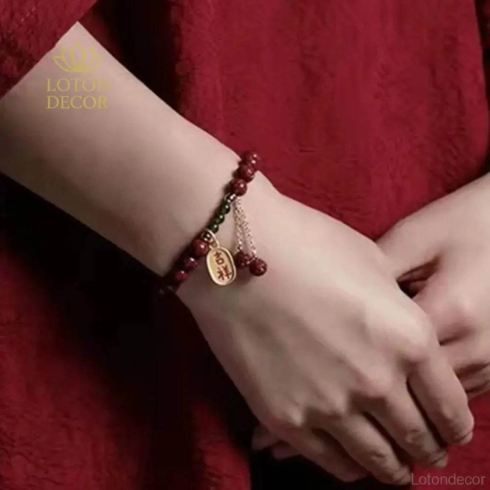 Cinnabar Lucky Charm Bracelet – Natural Crystal Amulet - Loton Decor