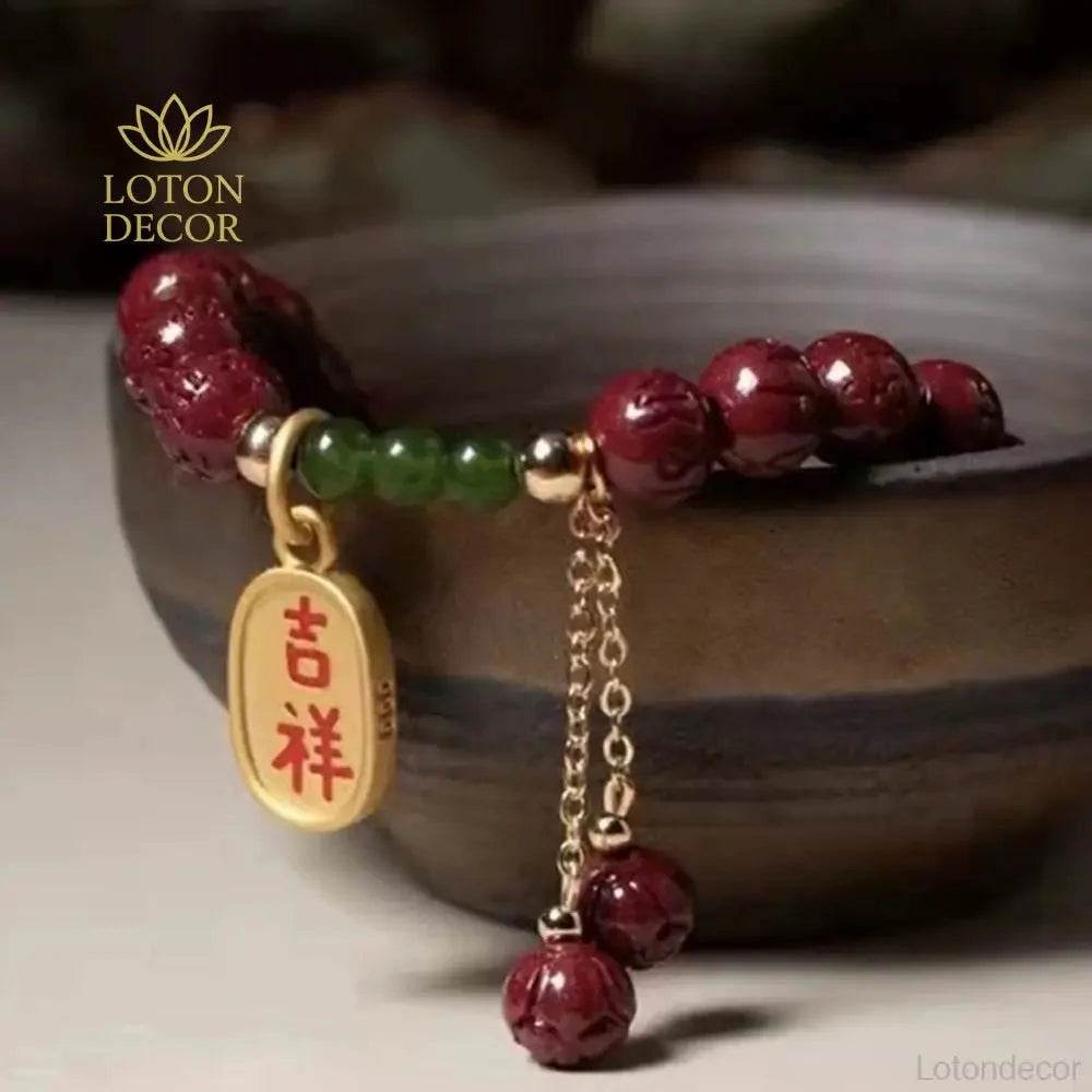 Cinnabar Lucky Charm Bracelet – Natural Crystal Amulet - Loton Decor