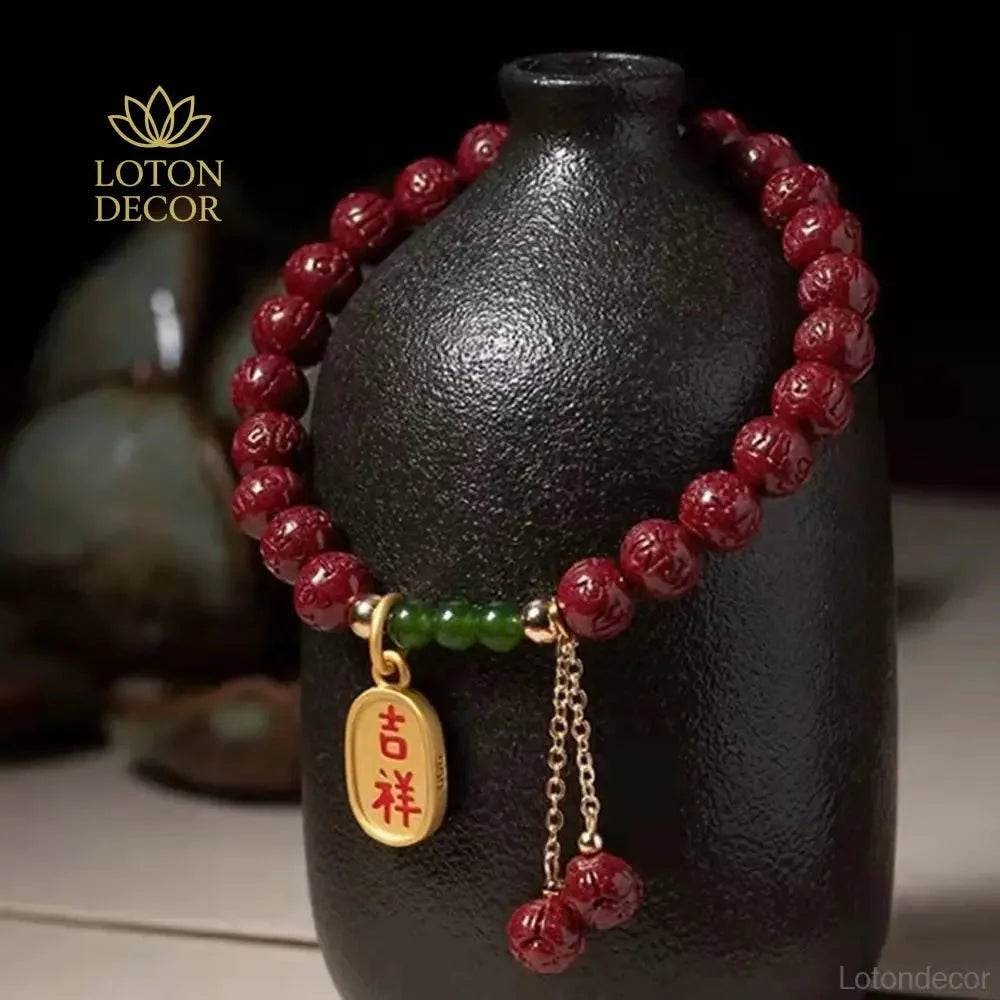 Cinnabar Lucky Charm Bracelet – Natural Crystal Amulet - Loton Decor