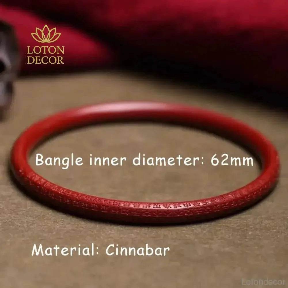 Cinnabar Mantra Bangle – 62mm Wealth Luck Bracelet - Loton Decor