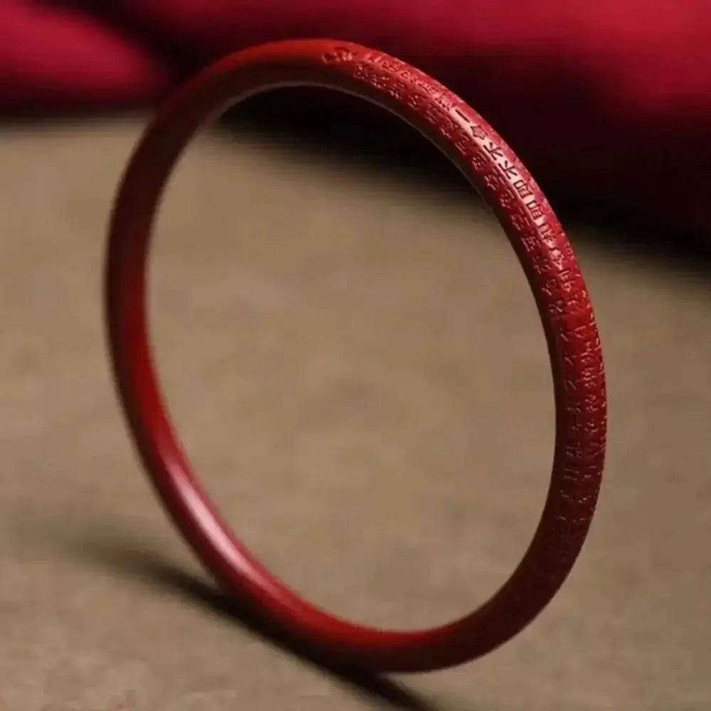 Cinnabar Mantra Bangle – 62mm Wealth Luck Bracelet - Loton Decor