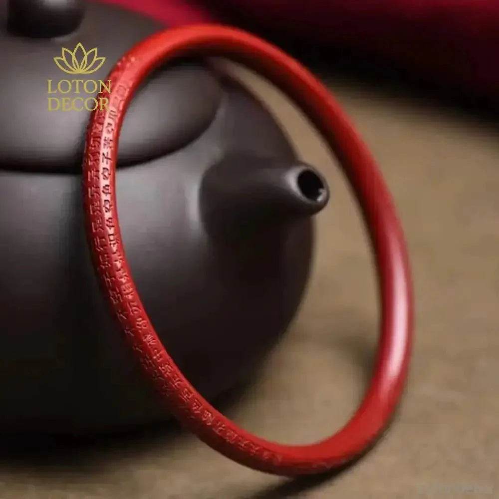 Cinnabar Mantra Bangle – 62mm Wealth Luck Bracelet - Loton Decor