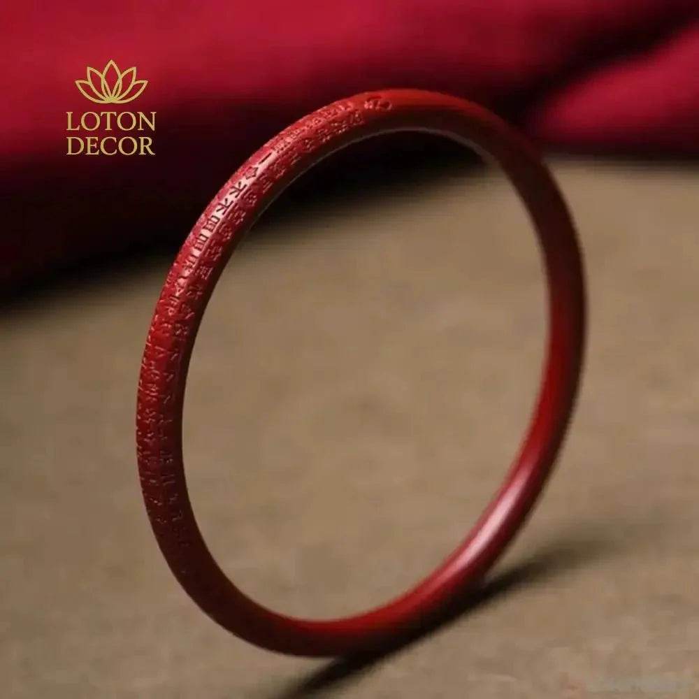 Cinnabar Mantra Bangle – 62mm Wealth Luck Bracelet - Loton Decor
