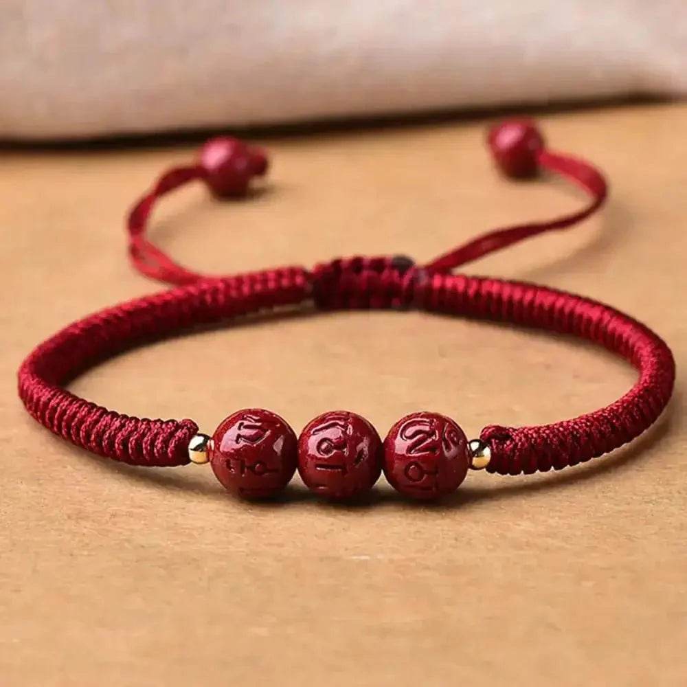 Cinnabar Mantra Bracelet – Red Rope Wealth Charm for Women - Loton Decor