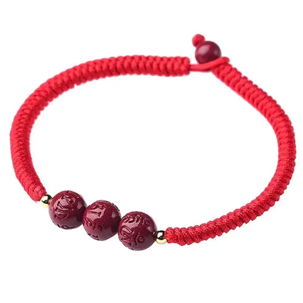 Cinnabar Mantra Bracelet – Red Rope Wealth Charm for Women - Loton Decor
