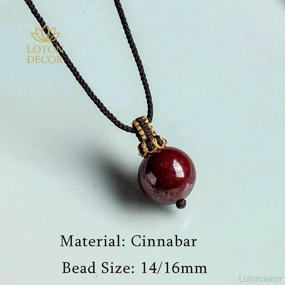 Cinnabar Mantra Necklace – Feng Shui Wealth & Fortune Amulet - Loton Decor