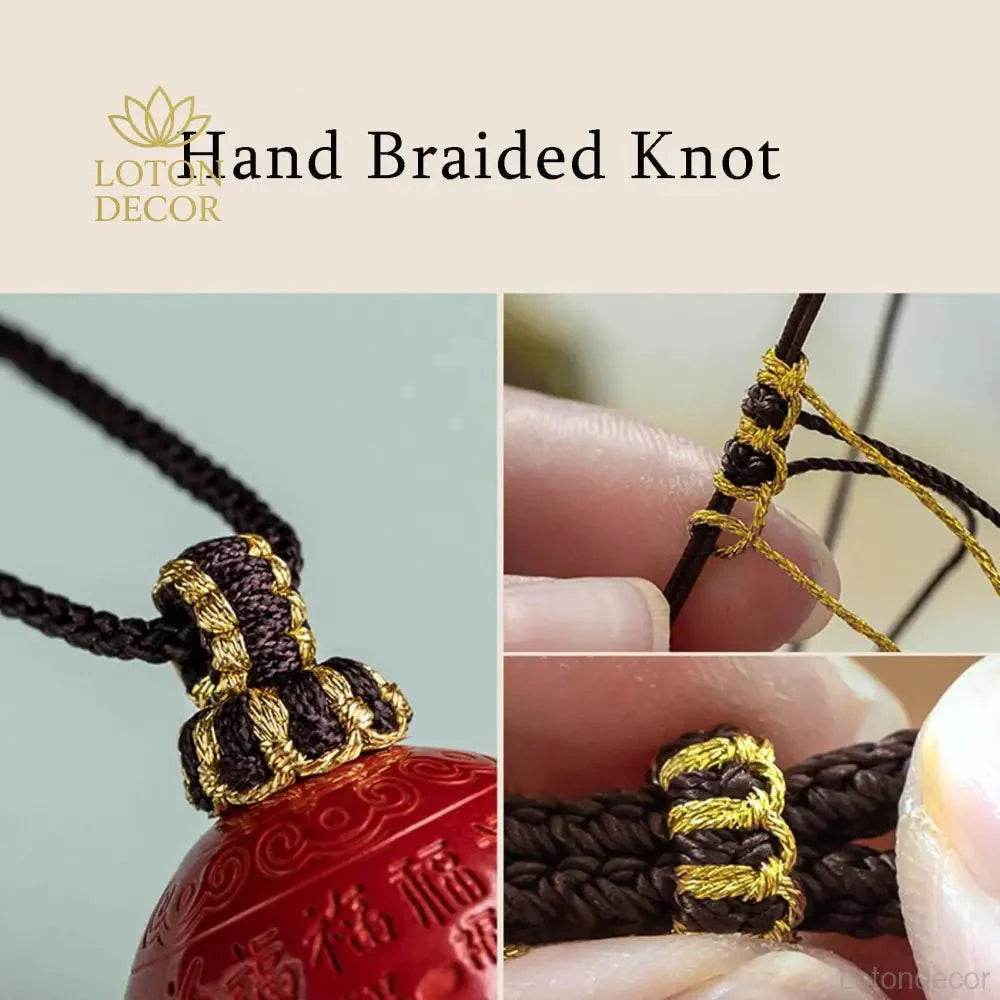 Cinnabar Mantra Necklace – Feng Shui Wealth & Fortune Amulet - Loton Decor